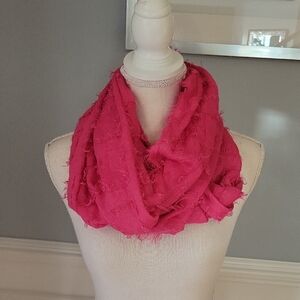 Fushia Infinity Scarf Frayed Design Womens